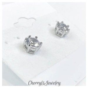 CZ Diamond Solitaire Stud Earrings